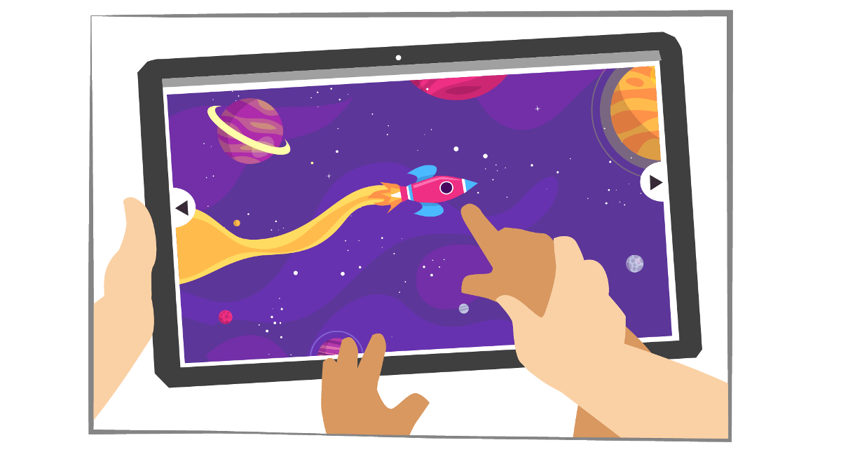 Child and Parent On A Tablet Graphic
